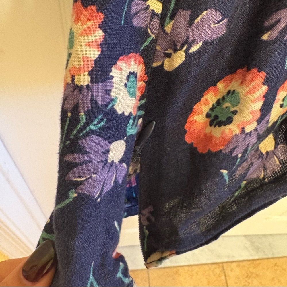 Polo‎ Ralph Lauren Navy Floral Puff Sleeve Blouse - Picture 6 of 10